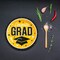 25 Count Yellow Graduation Party Paper Plates 9 Inch Round with Congrats Grad Design